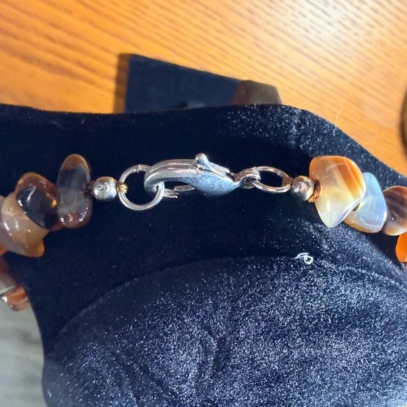 Snakeskin and Carnelian Agate Beaded Necklace - Picture 4 of 6